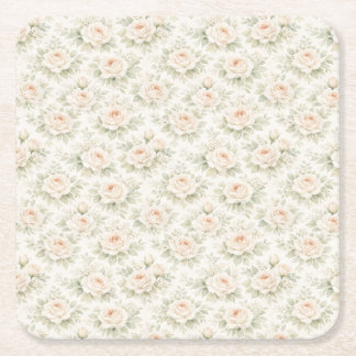 Bridal Floral Pattern Square Paper Coaster