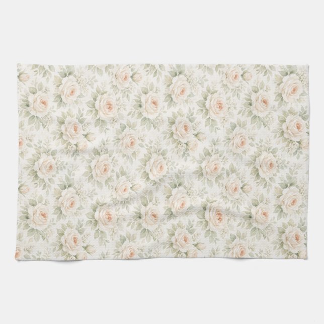Bridal Floral Pattern Tea Towel (Horizontal)