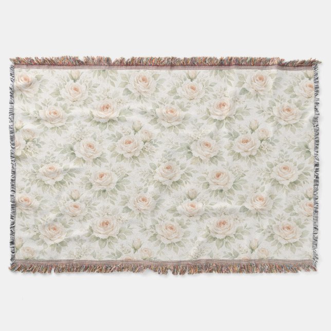 Bridal Floral Pattern Throw Blanket (Front)