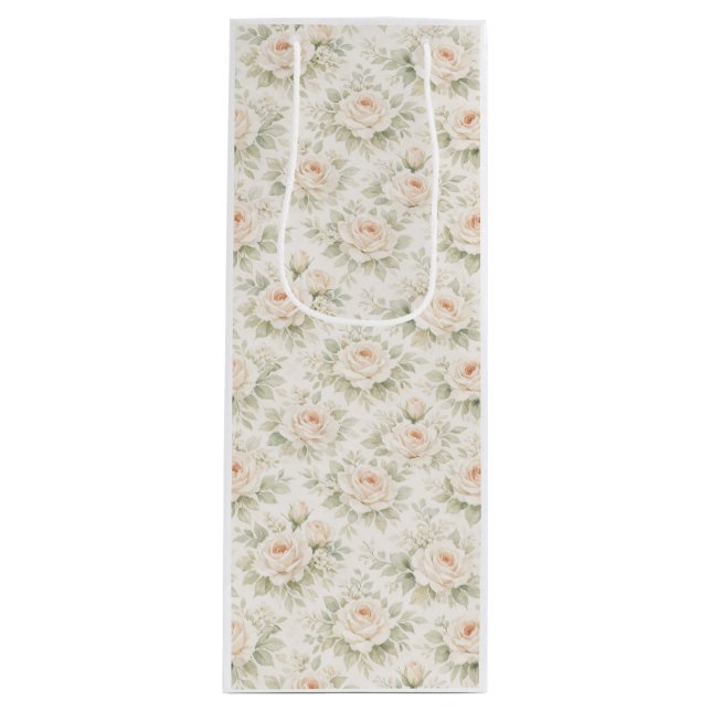 Bridal Floral Pattern Wine Gift Bag (Front)