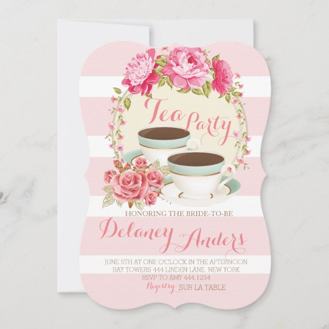 Bridal Floral Tea Party Invitations (Front)