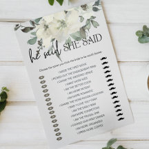 Bridal Game He Said She Said Ivory White