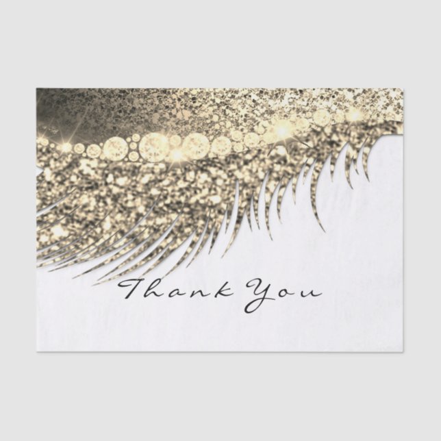 Bridal Gold Glitter Thank You Eyes Metal White Tissue Paper (Front)