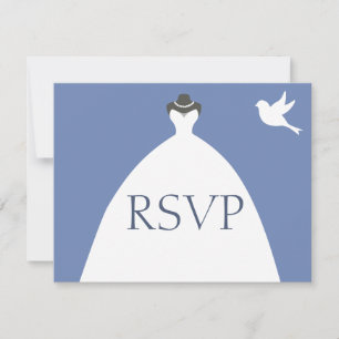 Bridal Gown Blue RSVP Card