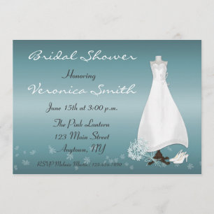 Bridal Gown Turquoise Shower Invitation