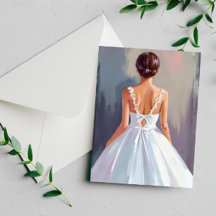 Bridal Gown White Lace Dress Watercolor Card