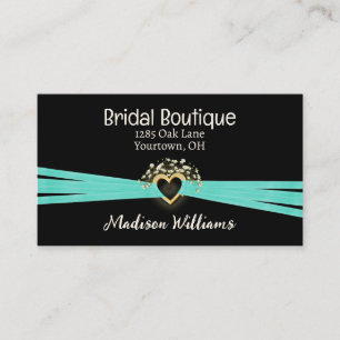Bridal Heart and Aqua Ribbon Business Card