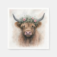 Bridal Highland Cow Wearing a Floral Crown