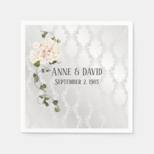 Bridal Hydrangea Bouquet on White Satin Napkin