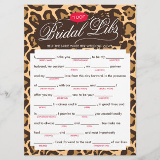 Bridal Libs Bachelorette Party Game Card (leopard)