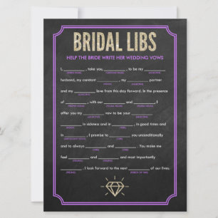 Bridal Libs Bachelorette Party Game Card (purple)
