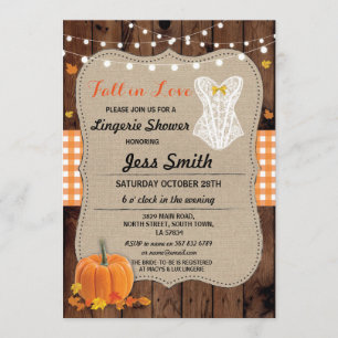 Bridal Lingerie Shower Party Pumpkin Fall in Love Invitation
