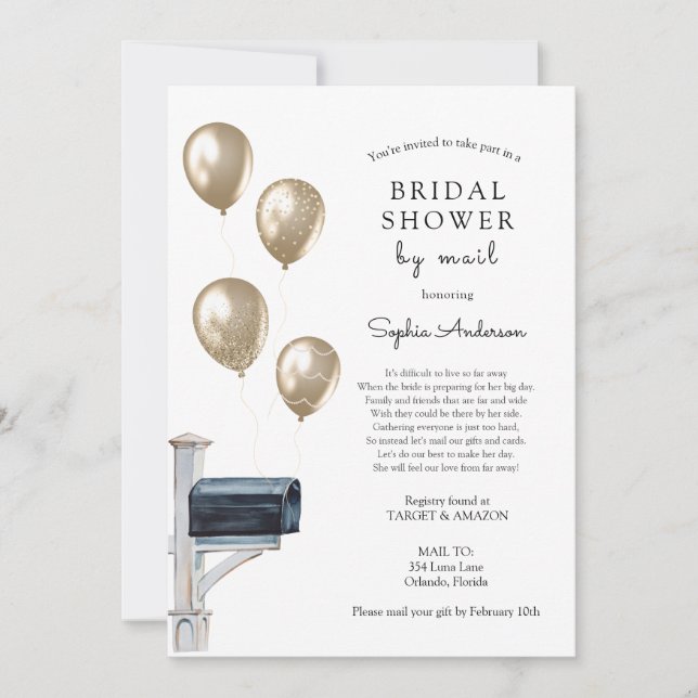 Bridal Long Distance Shower by Mail Invitation (Front)