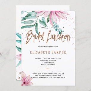 Bridal luncheon blush pink copper bridal shower invitation