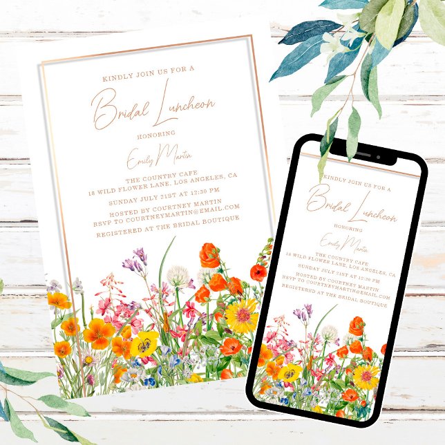 Bridal Luncheon Boho Colourful Wildflowers Invitation (Creator Uploaded)