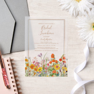 Bridal Luncheon Boho Colourful Wildflowers Vellum Invitations