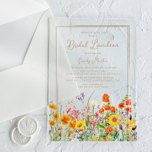 Bridal Luncheon Colourful Boho Wildflowers Acrylic Invitations