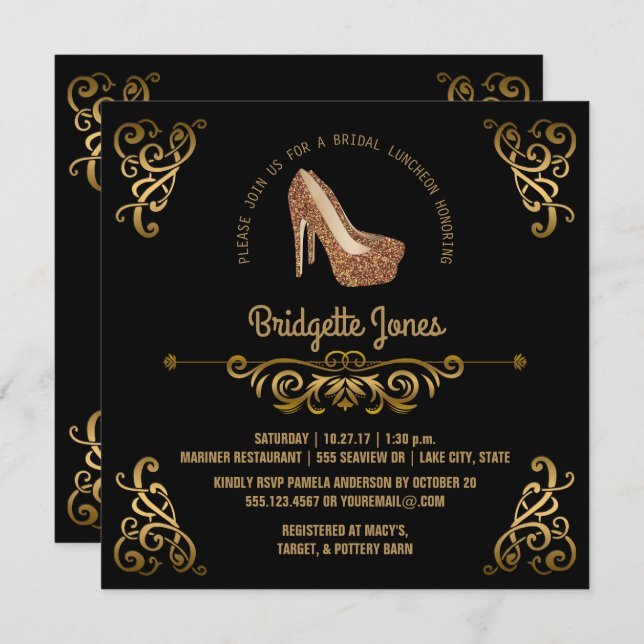 Bridal Luncheon Elegant Gold | Wedding Shower Invitation (Front/Back)