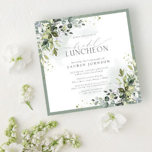 Bridal Luncheon Floral Dusty Blue Eucalyptus Invitation