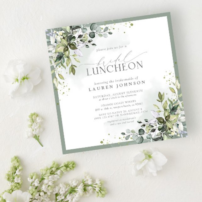 Bridal Luncheon Floral Dusty Blue Eucalyptus Invitation (Creator Uploaded)
