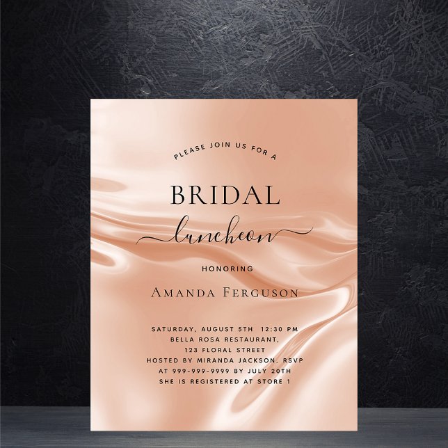Bridal luncheon rose gold satin silk invitation (Creator Uploaded)