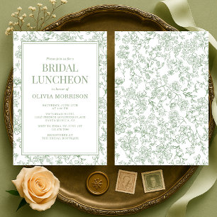Bridal Luncheon Sage Green Vintage French Floral  Invitation