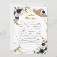 Bridal Mad Libs Horse Race Hat Theme Game