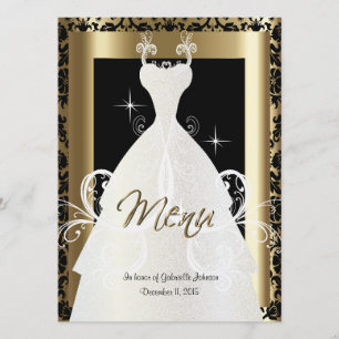 Bridal Menu in Gold & Black Damask