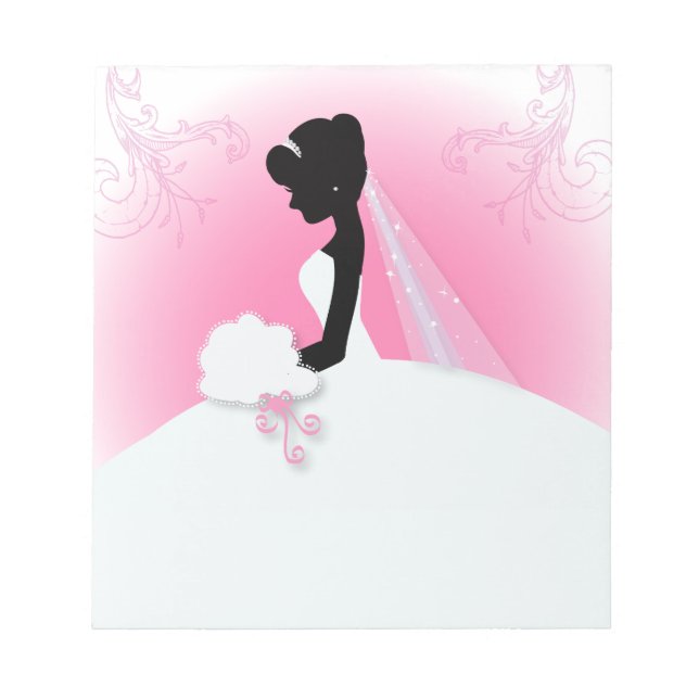 Bridal Mrs Right Pink bride silhouette Notepad (Front)
