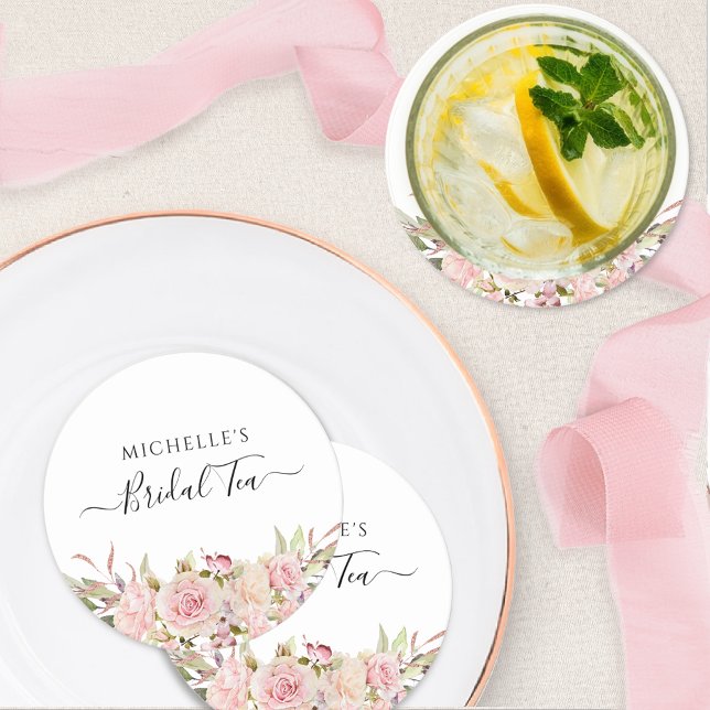 Bridal (or other) Elegant Blush Pink Rose Gold Paper Coaster (Creator Uploaded)