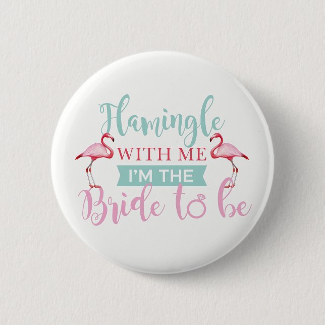 Bridal Party AlohaTeam Bride Flamingle Badges (Front)