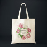 Bridal Party Blush Rose Floral Wedding Custom Tote Bag<br><div class="desc">Surprise your bridesmaids and bridal party with this beautiful tote bag featuring a handpainted rose border and three lines of custom text. Add your bridesmaid's name, flower girl's name, mother of the Bride's name, etc. The perfect size for wedding essentials - shoes, extra clothing, water, snacks. etc. Elegant, romantic and...</div>