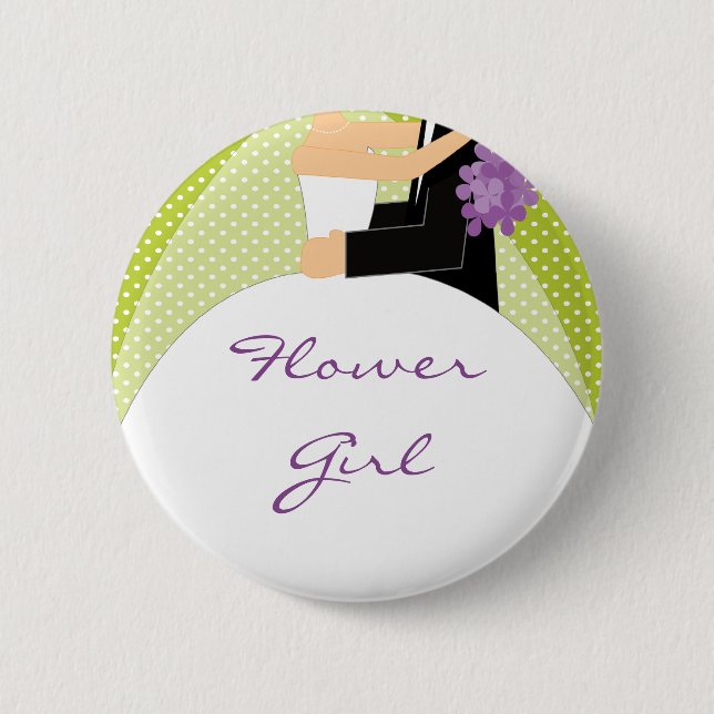 Bridal Party Flower Girl Button / Pin (Front)