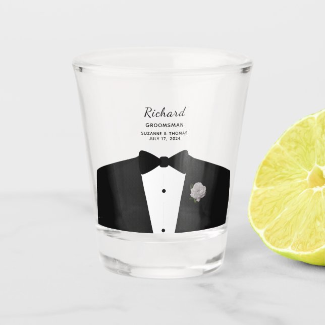 Bridal Party Groomsman Shot glass (Front)
