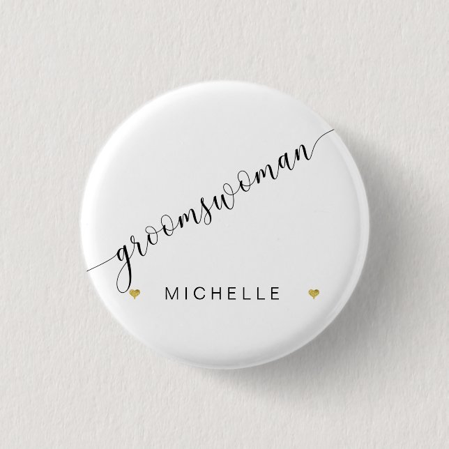 Bridal Party Groomswoman Script Simple Modern 3 Cm Round Badge (Front)