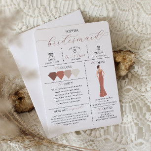 Bridal Party Info Card Will You Be My Bridesmaid