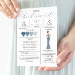 Bridal Party Info Card Will You Be My Bridesmaid<br><div class="desc">Get your bridal party ready with style and ease! This sleek, minimalist bridesmaid info card is the perfect way to keep everyone organised and on track. Easily customise the colour palette to match your wedding vibe. Change the dress colour, and personalise the look with different skin tones and hair colours...</div>