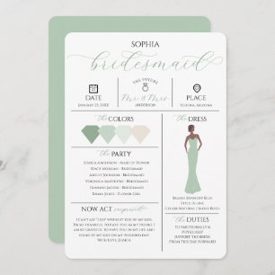 Bridal Party Info Card Will You Be My Bridesmaid