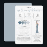 Bridal Party Info Card Will You Be My Matron<br><div class="desc">Get your bridal party ready with style and ease! This sleek, minimalist Matron of Honour info card is the perfect way to keep everyone organised and on track. Easily customise the colour palette to match your wedding vibe. Change the dress colour, and personalise the look with different skin tones and...</div>
