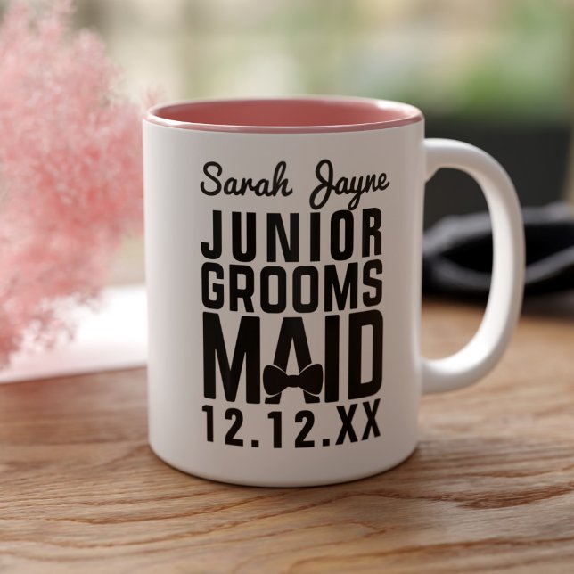 Bridal Party Junior Groomsmaid Wedding Coffee Mug (Perfect gift for your Junior Groomsmaid! Add her name and your wedding date)