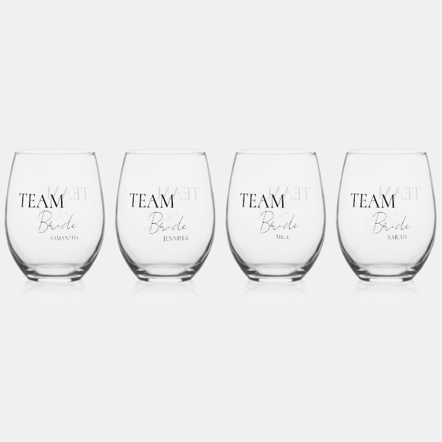 Bridal Party Personalised  Stemless Wine Glass (Front)
