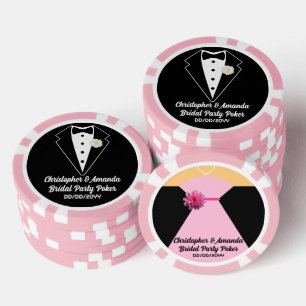 Bridal Party Poker Black Tuxedo Pink Wedding Dress Chips