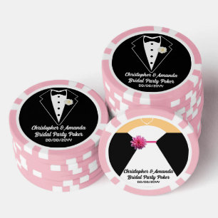 Bridal Party Poker Black Tuxedo & Wedding Dress Poker Chips