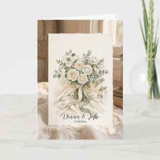 Bridal Rose Bouquet Wedding Floral Thank you Card