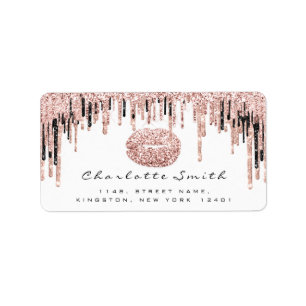 Bridal RSVP Kiss Rose Lips White Glitter Makeup Label