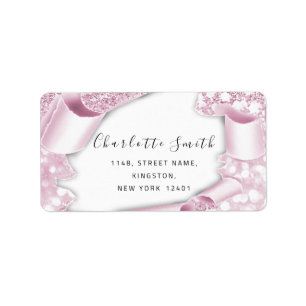 Bridal RSVP Wedding 3D Pink Frame Glitter  Label