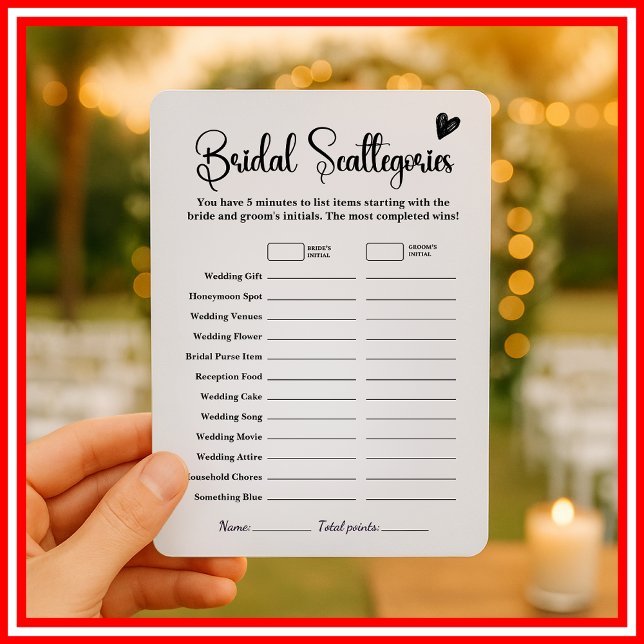 Bridal Scattegories Bridal Shower Game Elegant Fun Invitation (Creator Uploaded)