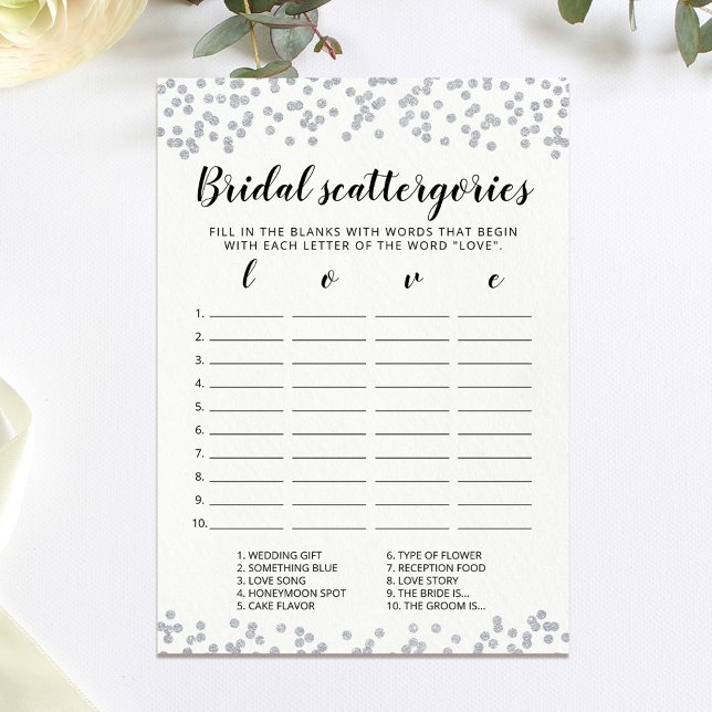 Bridal Scattergories editable Bridal Shower Card (Creator Uploaded)