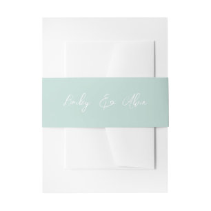 Bridal Seaglass Solid Personalised Invitation Belly Band