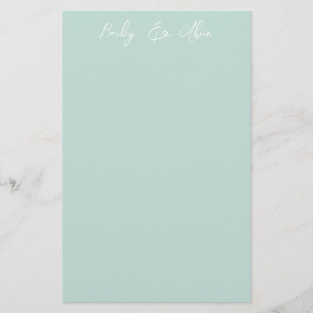 Bridal Seaglass Solid Personalised Stationery (Front)